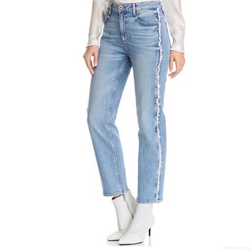 Paige Noella Vintage Relaxed Straight Leg Jeans with Frayed Sides